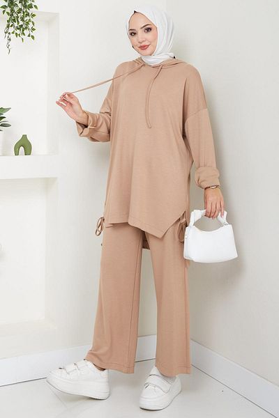 hafsamina Mink Hooded Double Set - Hm2511