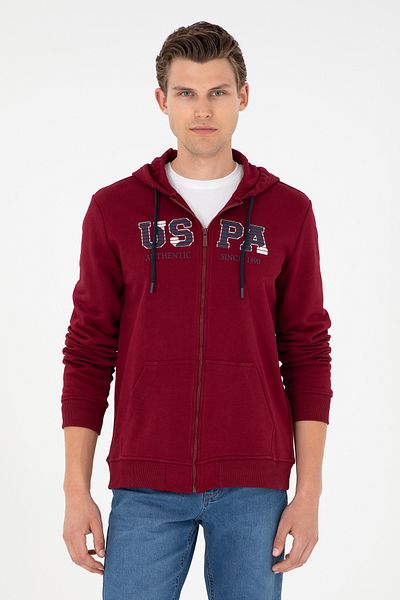 U.S. Polo Assn. Ανδρική ζακέτα μπορντό πλεκτή 50277970 -VR014