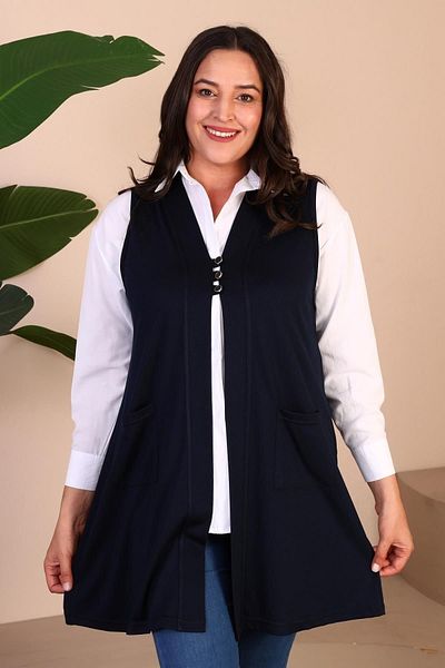 Ferace Women's Large Size Hijab Vest Flexible Vest with Buttons and Pockets