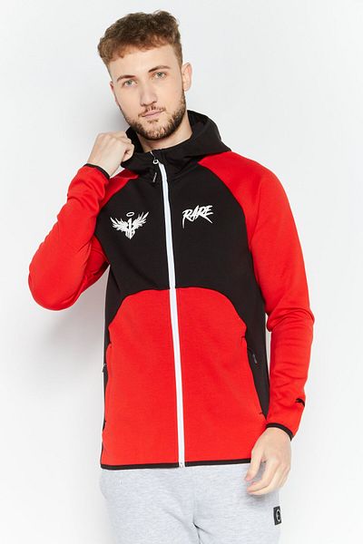 Puma x Lamelo Ball Men Sportswear Fit Long Sleeve Outdoor Hooded Jacket, Red/Black