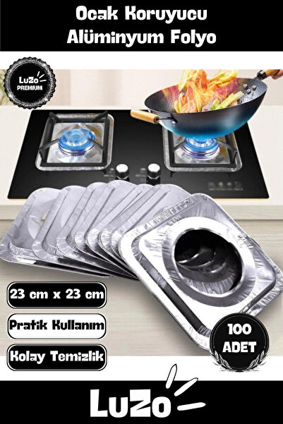 LuZo Premium Seri Gümüş Estetik Görünümlü Pratik Şık Dayanıklı Alüminyum Ocak Koruyucu Folyo 100 Adet