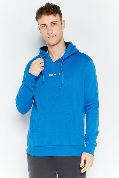 McKenzie Men Sportswear Fit Long Sleeve Training Hooded Sweatshirt, Blue