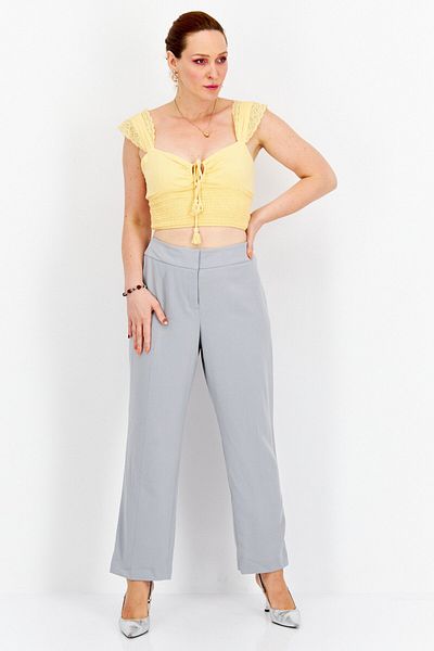 Kasper Women Plus Size Solid Straight Leg Pants, Grey