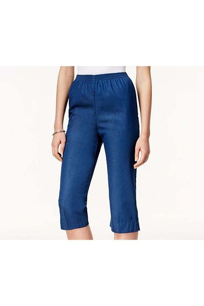 Alfred Dunner Pull,on Cropped Pants, Denim