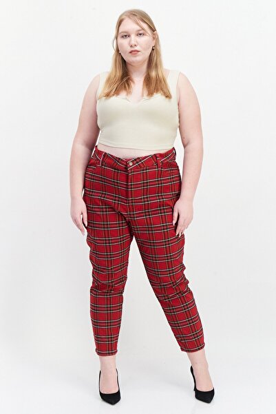 Tommy Hilfiger Women Plus Size Checkerd Skinny Pants, Red