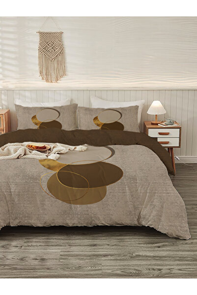 Evmila Modern Desenli Baskılı Çift Kişilik 200x220 Cm 2 Adet 50x70cm Nevresim...