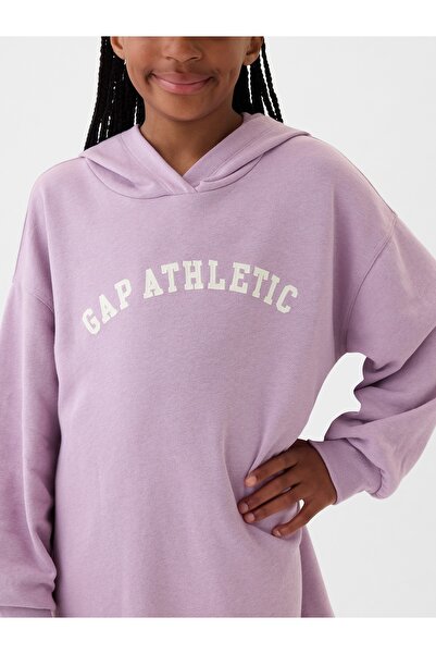 GAP Kız Çocuk Lila Vintage Soft Gap Logo Sweatshirt Elbise