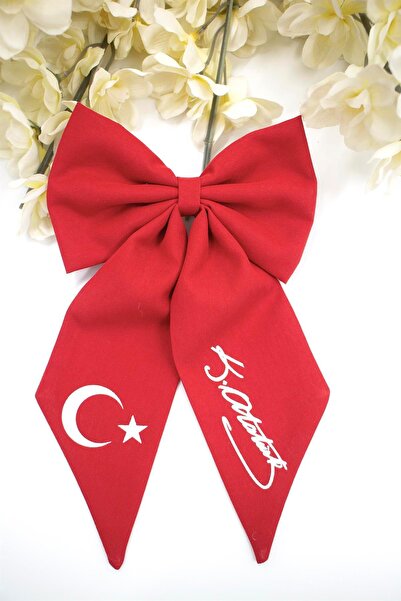 VİTRİNMİXMİNİ إبزيم على شكل فيونكة للفتيات مع العلم التركي وزخارف أتاتورك الم...