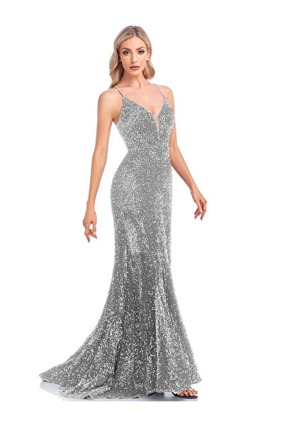 MODAS BOYUNDAN  BAĞLAMALI UZUN ABİYE ELBİSE