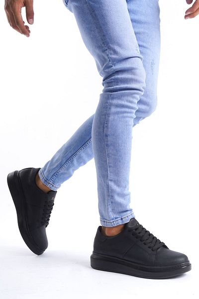Zerenyus Slw151 Boost Lace-up Skin Ανδρικά παπούτσια casual sneaker μαύρα