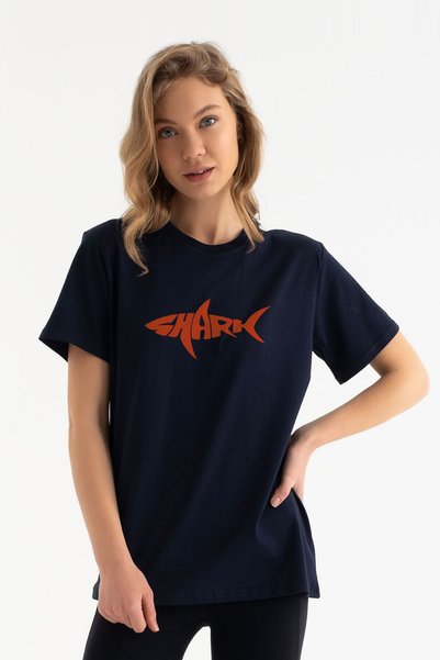 Tarrzzcom Unisex Design T-Shirt Shark Power – Unisex 100% Cotton Midnight Blue Regular Men Women T-Shirt