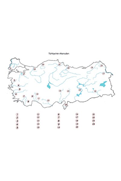 Glanart a3 boy  dilsiz türkiyenin akarsuları haritası  renksiz 10 adet