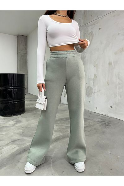 BİKELİFE Elastische Damen-Jogginghose mit hoher Taille und drei Fäden