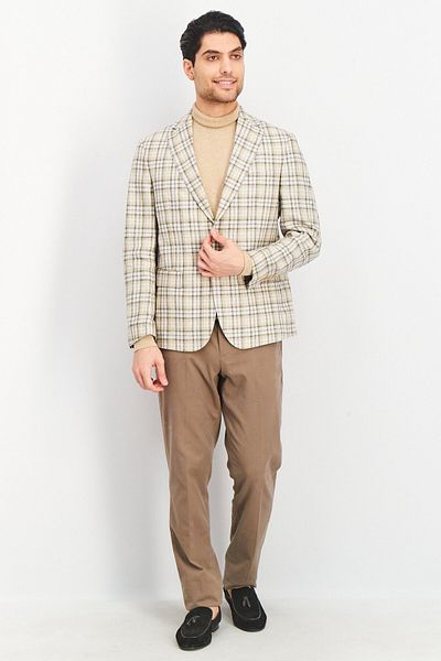 Tallia Men Slim Fit Plaid Blazer, Tan