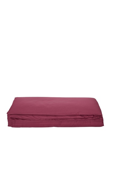 Komfort Home غطاء لحاف من الساتان القطني المخطط بحجم كينغ / بورجوندي