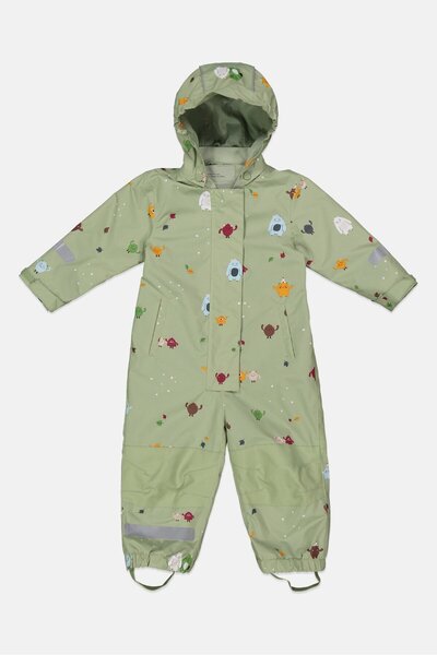 Tchibo طقم ملابس للأولاد الصغار مكون من قطعتين مع غطاء رأس قابل للفصل وبدلة مطر، باللون الأخضر