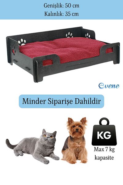 Evene Large Cat Bed Decorative Wooden Durable Black Color Paw Model