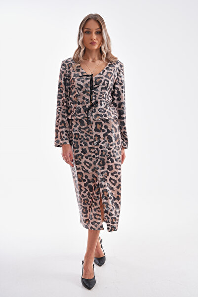 Pulli Collection Payet Leopar Desenli Kalem Etek Leopar PLL-027