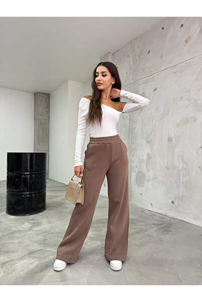 BİKELİFE Γυναικείο ψηλόμεσο ελαστικό φούτερ με τρεις κλωστές