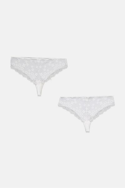 Tchibo Women 2 Pcs Magic Cut Brazilian Panties, White