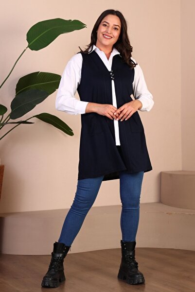 Ferace Women's Large Size Hijab Clothing Long Summer Vest Navy Blue