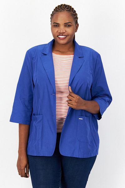 Samoon Women Regular Fit Solid Blazer, Blue