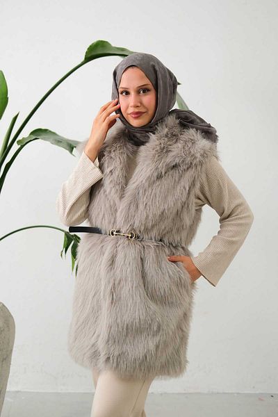 lurex moda Belted Fur Vest
