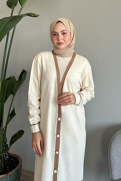 InStyle سترة تريكو طويلة بتفاصيل مخططة