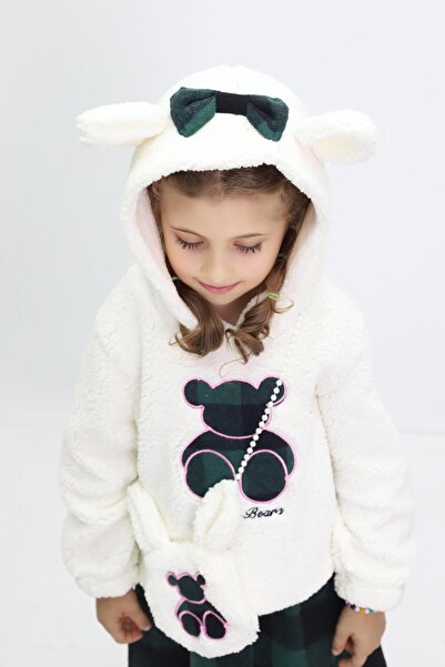 Kamex Plaid Teddy Bear Bag Detailed Girl's Set