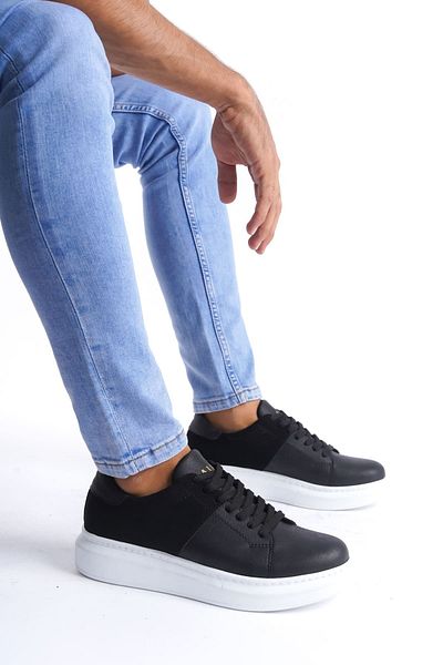 Zerenyus Slw151 Boost Lace-up Skin Suede Ανδρικά παπούτσια casual sneaker μαύρα