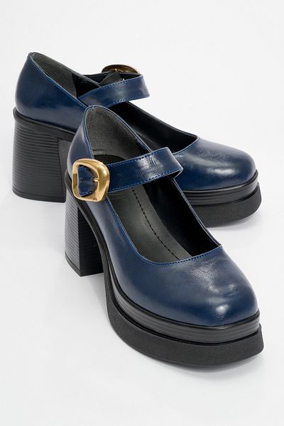 LuviShoes ASHES Laci Skin Gold Buckle Damen-Plateauschuhe mit Absatz
