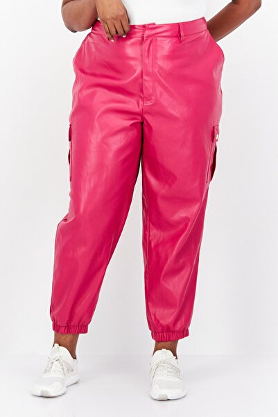 Nina Parker Women Plus Size Plain Pant, Magenta