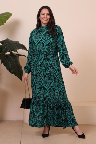 Ferace Φόρεμα Hijab από βισκόζη με γιακά μεγάλου μεγέθους - Υφασμάτινο πλισέ και πλισέ