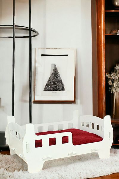 Pandogo Dog Bed Wooden White Color Model 2