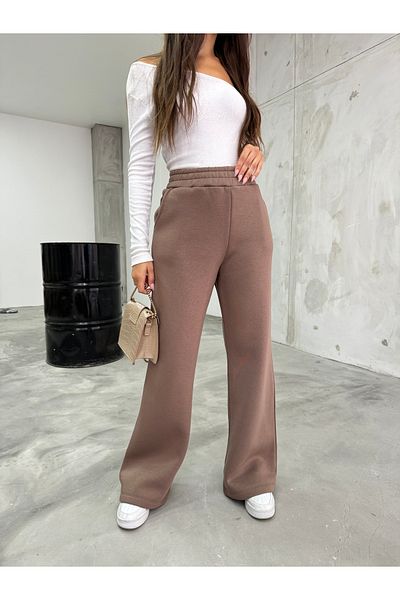 BİKELİFE Elastische Damen-Jogginghose mit hoher Taille und drei Fäden