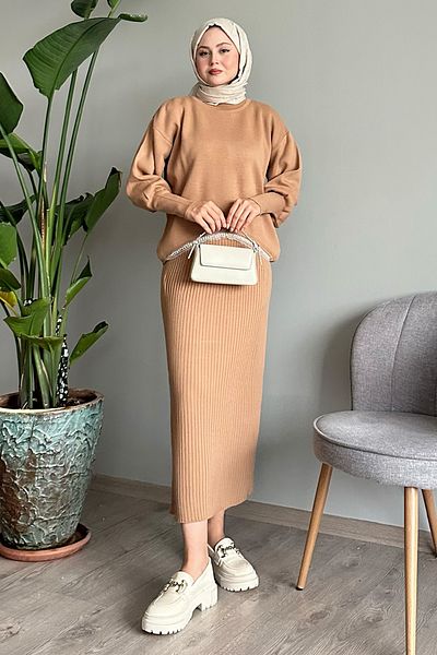 InStyle Σετ πλεκτών Stoned Gilet Camel