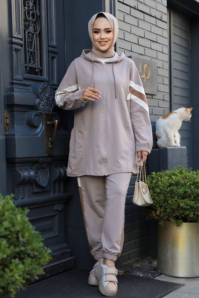 Neva Style Zippered Mink Hijab Double Set 20135V
