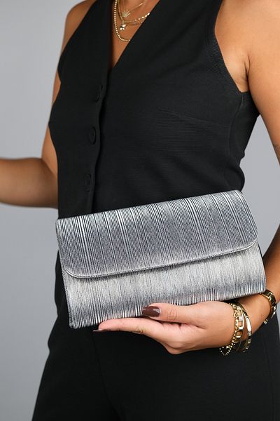 LuviShoes AGO Platinum Gestreifte Damen-Abendtasche