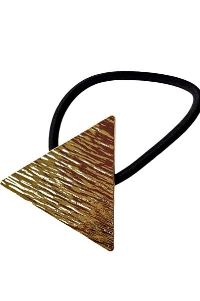 TAKIŞTIR Gold Color Triangle Metal Detailed Rubber Buckle