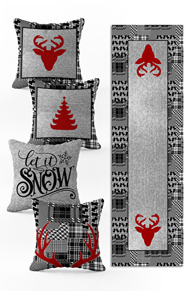 Evmila Ειδικό Σετ Πρωτοχρονιάς 4 Μαξιλάρια Ριχτάρι και 1 Runner