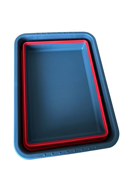 HOLLYHOME Magic Set of 4 Folding Basin Manicure Basin Bucket - Red/Grey