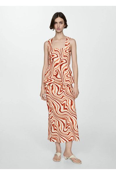 MANGO Woman Μακριά φούστα με σχέδια