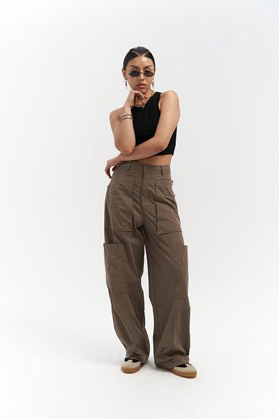 MAİ COLLECTİON Wendy Khaki Parachute Cargohose
