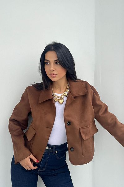 Seda Yalçın Atelier Tan Lined Suede Jacket with Cargo Pockets