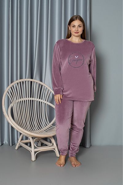 Lady Lilac Plus Size Velvet Pajama Set