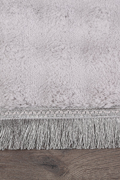 Teksev Bubble Gray Color Sports Fringed Cutting Plush Runner Machine Washable Non-Slip Based Fluffy Carpet