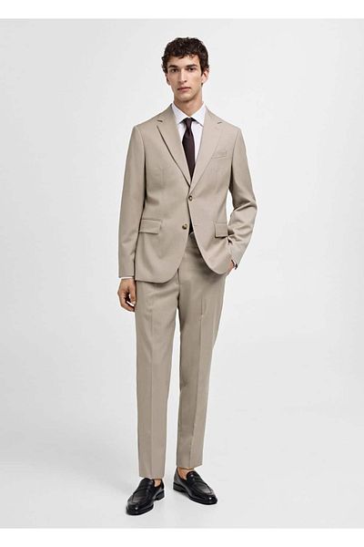 MANGO Man 100% Unprocessed Wool Slim Fitting Trousers