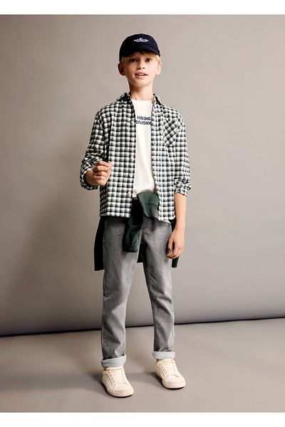MANGO Kids Kariertes Baumwoll-T-Shirt