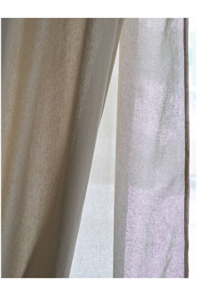 Perdeplus Unified Vintage 100% Cotton Rustic Natural Buldan Linen Curtain Single Wing