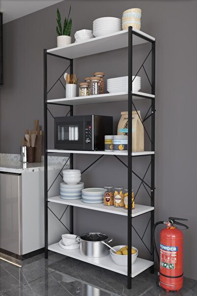 Morpanya Urals Metal Mutfak Rafı Malzeme Dolabı 5 Raflı Mikrodalga Fırın Rafı...